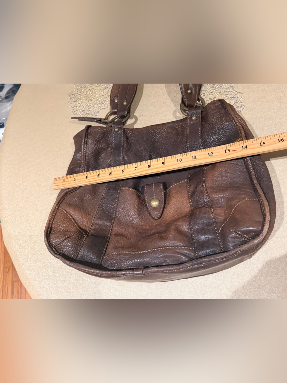 Caterina lucchi Classic Brown Leather Tote Bag - Made in Italy - Picture 4 of 9
